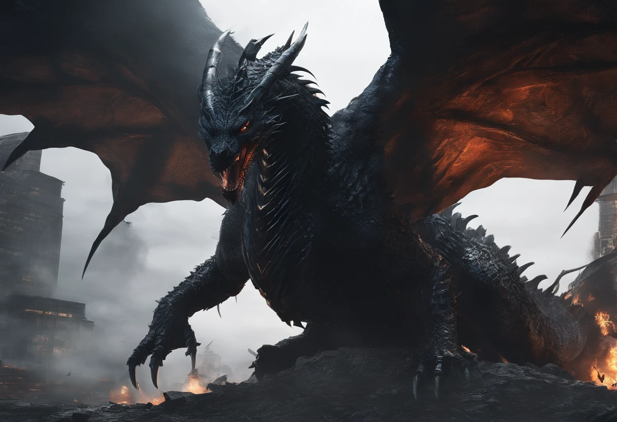 (best quality,4k,highres,masterpiece:1.2),dark venom hybrid dragon,geodata,photoshoot style,hyperrealism,detailed textures,shadows,dramatic lighting,color grading,geometric shapes,androgynous figure,fiery eyes,sharp fangs,scaly skin,glowing markings,majestic wings,smoke and mist,ominous atmosphere,mysterious background,dynamic composition,vibrant colors