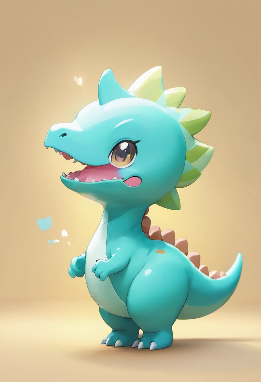 Cute kawaii dinosaurs,teal skin,Popmart blind box,claymaterial,Bright background,arte 3D,depth of fields,pixar trend,hyper realisitc,Ray traching,Complicated details,animation lighting,full bodyesbian,standing on your feet