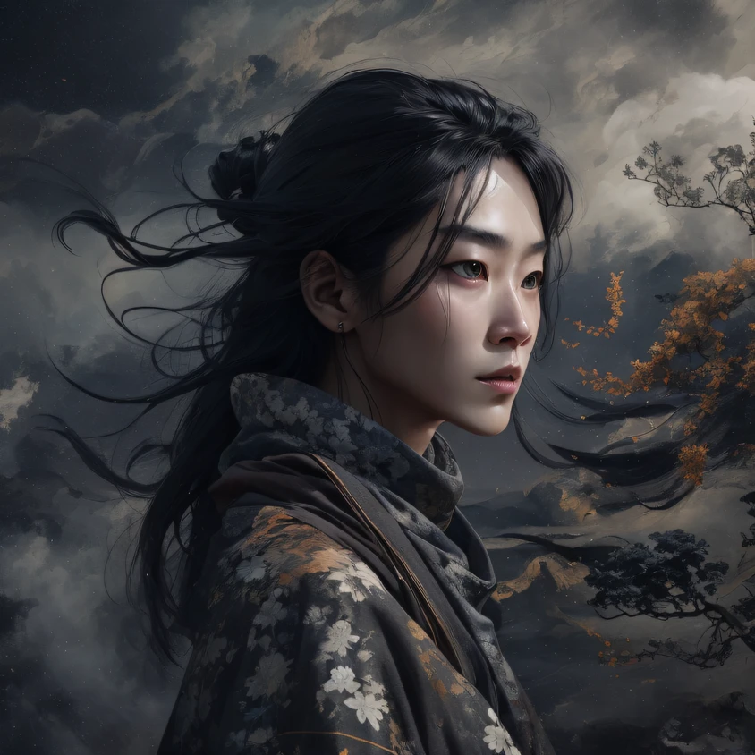 Side 32K,exteriors,Roof,People are small(tmasterpiece,k hd,hyper HD,32K)Long flowing glossy black hair,Tang dynasty complex,zydink, a color,废墟(canyons), (Linen batik scarf), Combat posture, looking at the ground, Linen bandana, Chinese python pattern long-sleeved garment, 废墟(Abstract gouache splash:1.2), Dark clouds lightning background,Sprinkin(realisticlying:1.4),Black color hair,The dust is blowing,Background fog, A high resolution, the detail, RAW photogr, Sharp Re, Nikon D850 Film Stock Photo by Jefferies Lee 4 Kodak Portra 400 Camera F1.6 shots, Rich colors, ultra-realistic vivid textures, Dramatic lighting, Unreal Engine Art Station Trend, cinestir 800,Flowing glossy black hair,(((National style building)))Full-body side