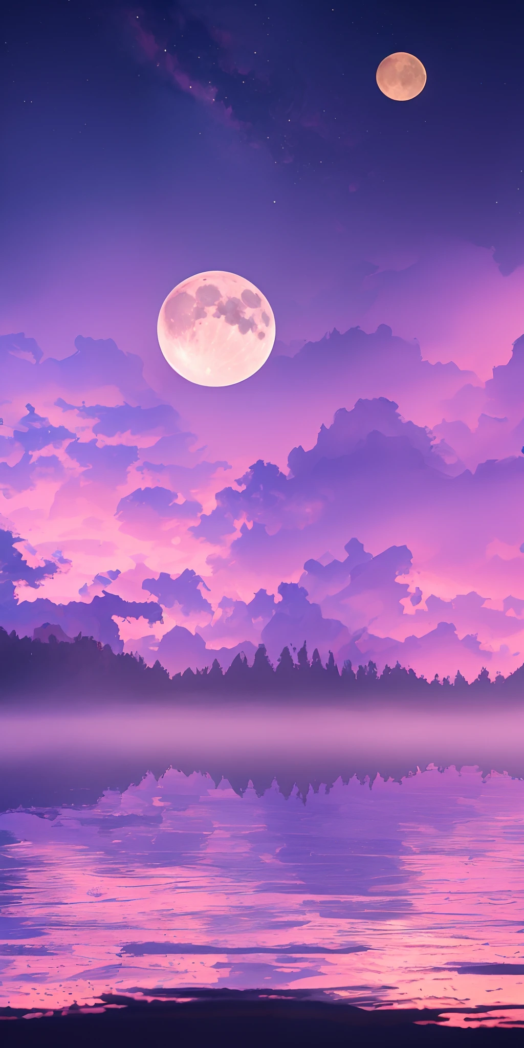 Fantasy landscape, Purple Sky,Blue sky, Pink sky, fullmoon, cascading waterfalls, Water mist, Fog, High cliffs, surrealism, high detailing, depth of fields, Cinematic lighting, Motion Blur, Glowing light, Ray tracing, reflective light, Backlighting, blending, bloom, drop shadow, nffsw, masutepiece, ccurate, Anatomically correct, Super Detail, high details, High quality, awardwinning, Best Quality, hight resolution, Image Fill --auto --s2