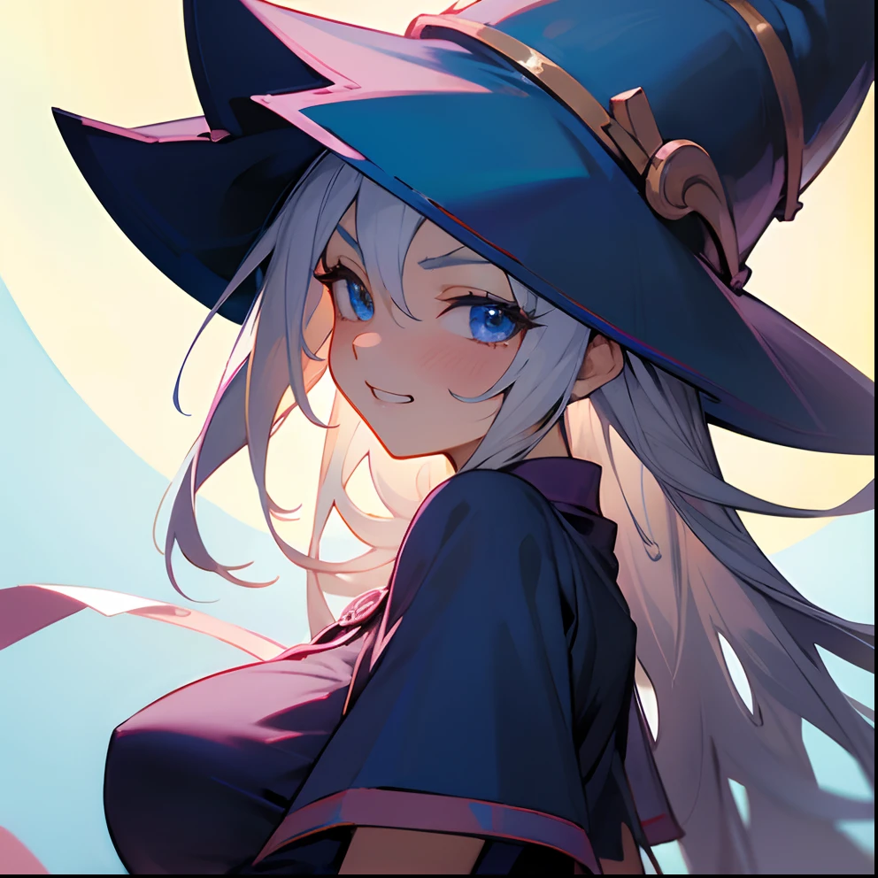 Dark Magician Girl、MKSKS style、独奏、(highly detailed back ground:1.0)、(highly detailed back ground:1.0)、masterpiece、top-quality、超A high resolution、8K、Since a while ago、BREAK、(1/2 and 1 Gold/2 Silver Hair)、BREAK、Detailed skin、glowy skin、A detailed eye、Blue eyes、looking in camera、Burning cheeks、Grinning、Large breasts、BREAK、(magical land:1.2)、rainbows、Daytime、dynamic ungle