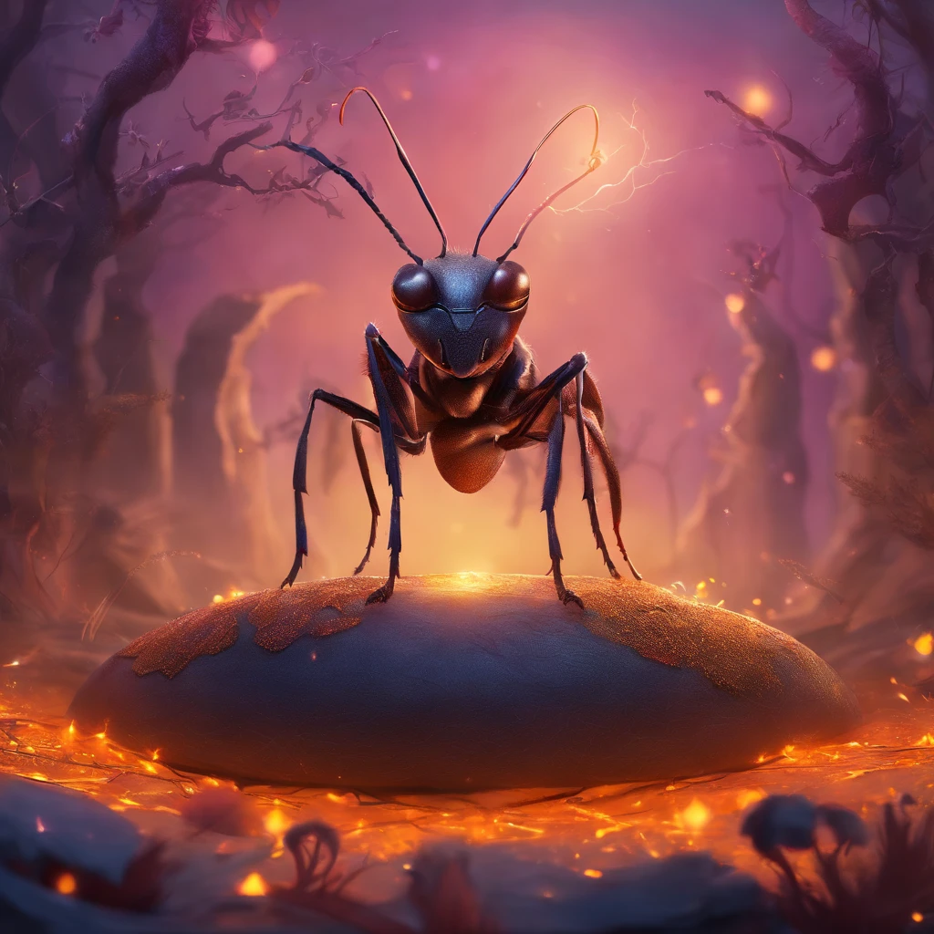 An ant,Profile,in a halloween style,Center composition,(tmasterpiece,Best quality:1.2),the best lights,The best shadow,Render the background, stylized 3d render
