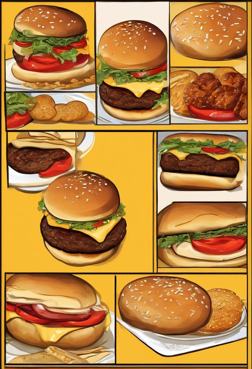 A delicious and juicy burger, with a golden bread and sesame seeds, a slice of melted cheese dripping over a juicy burger, alface crocante, tomate fresco e molho especial. Tudo isso disposto de maneira apetitosa em um prato ou bandeja