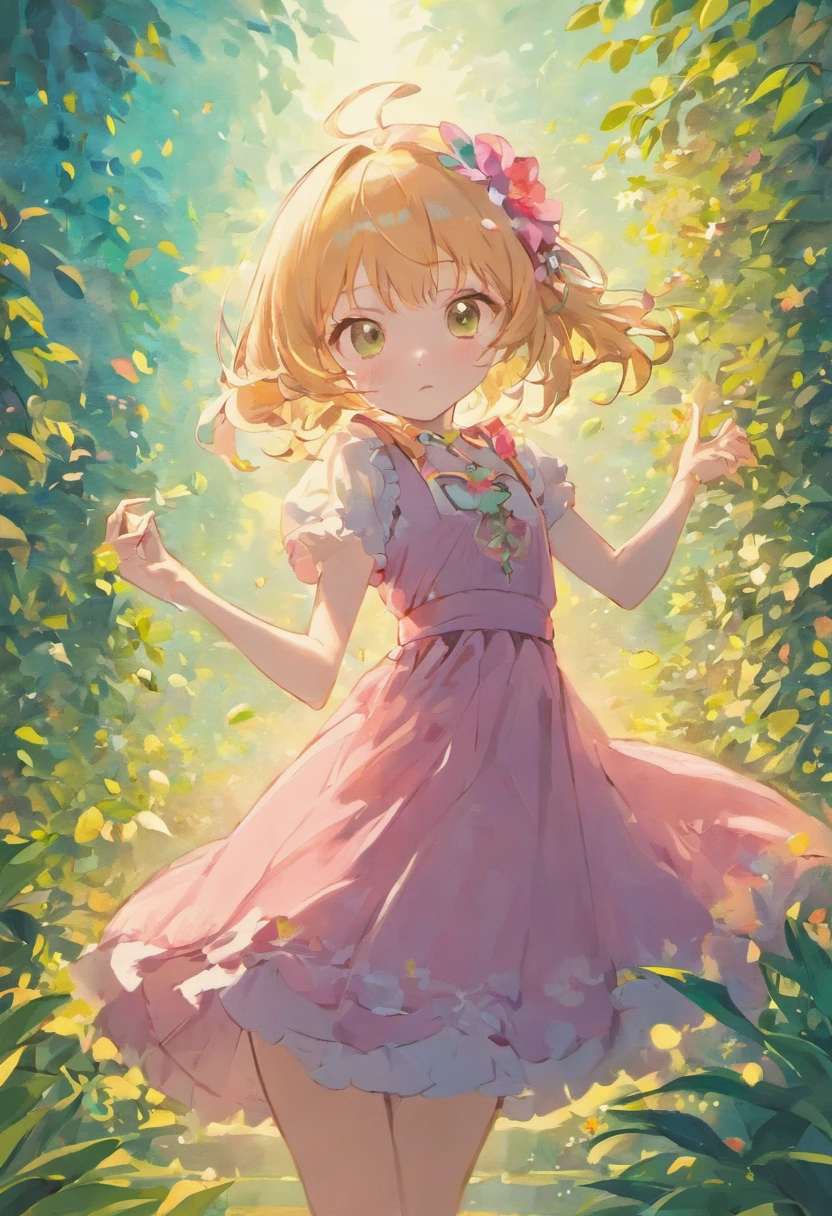 Gradually，Stretch layer by layer，The whole monthly flower finally bloomed。The flowers are pink，Like a young girl in a pink dress。The green leaves and red flowers are illuminated by the morning light, and like a pink butterfly, flapping its wings in the breeze，Dance