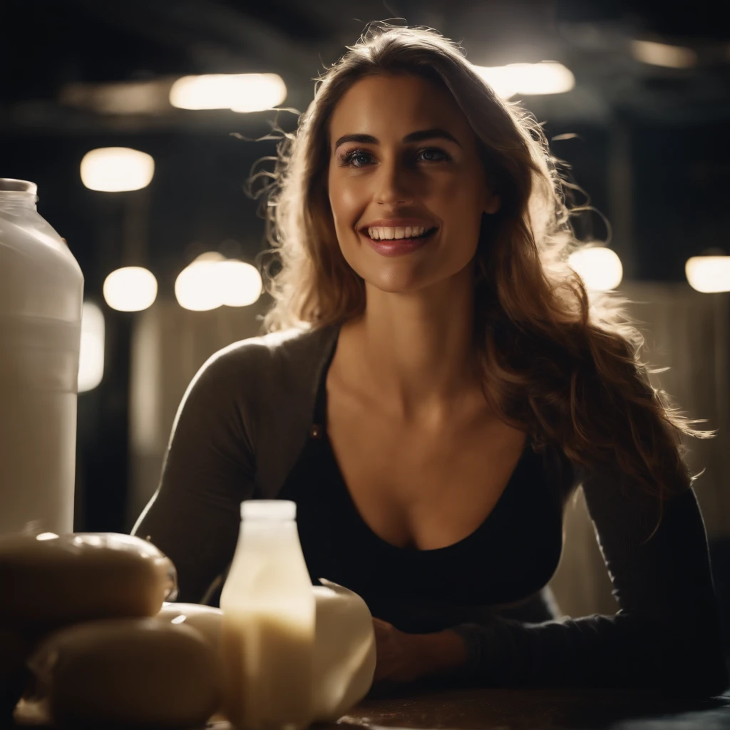 Young sexy young woman being milked，Very excited