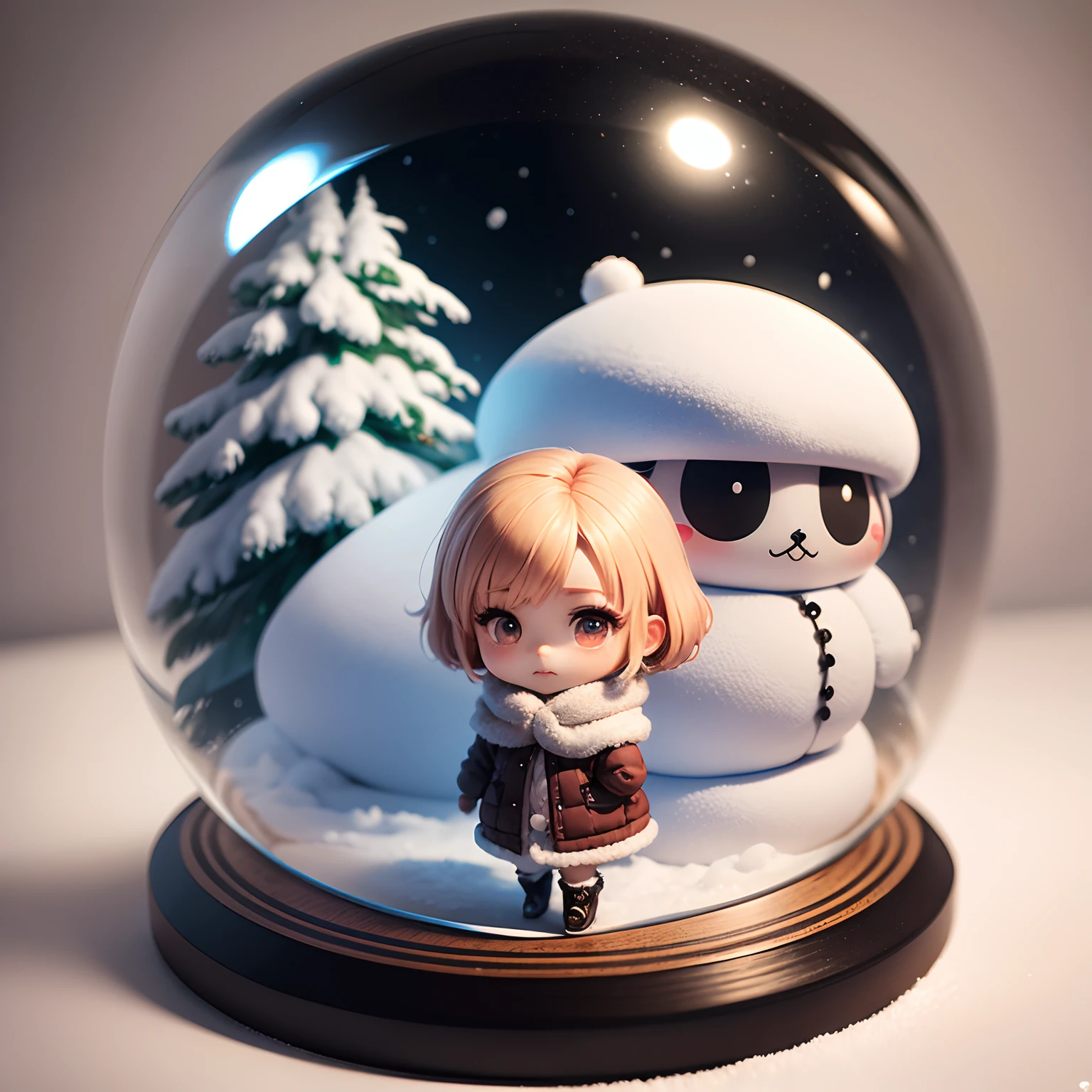 masterpiece、top-quality、ultra-detailliert、(Chibi Chara:1.2)、Snow globe、Yuki、Winter fashion、Standing、