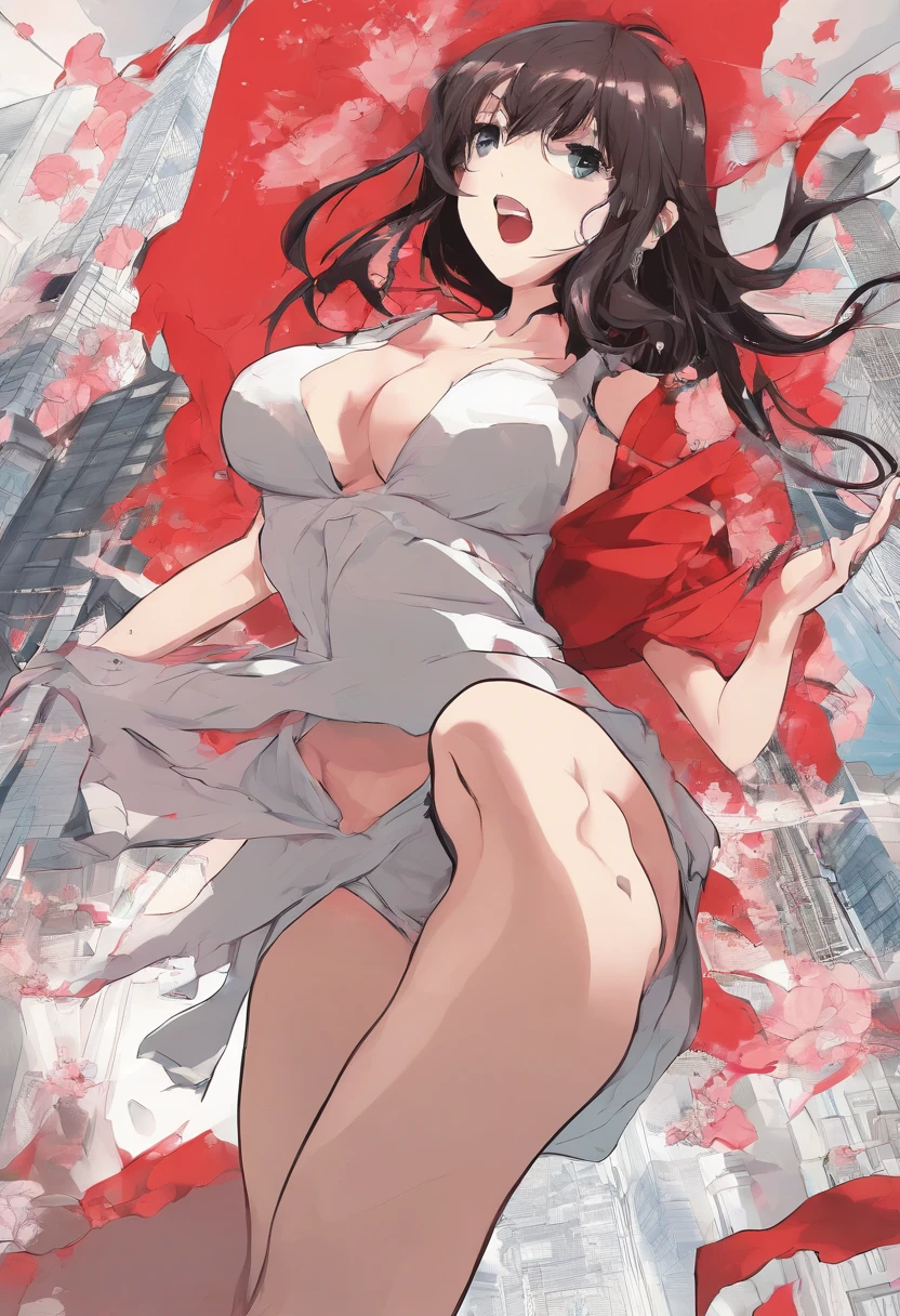 Growing giantess girl tall bursting clothes ripped ripping rip giant breasts busty bulging moaning embarrassed red blushing scared hiding adorable