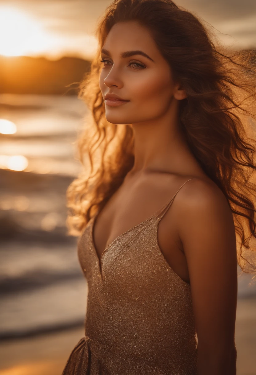 girl, beautiful detailed eyes, beautiful detailed lips, extremely detailed eyes and face, long eyelashes, beach, sand, waves, summer vibes, warm sunlight, natural beauty, sun-kissed skin, soft smiles, carefree, relaxation, freedom, tranquil, crystal-clear waters, tropical paradise, gentle breeze, seashells, bohemian style, flowing hair, a sense of serenity, pure joy, playful, blissful moments, ethereal, vibrant colors, golden hour, candid moments, photography, artistic masterpiece, high resolution, vivid hues, sunlit silhouette, radiant aura, natural curves, feminine grace, captivating presence, poetic essence, enchanting atmosphere, peaceful shoreline, timeless beauty