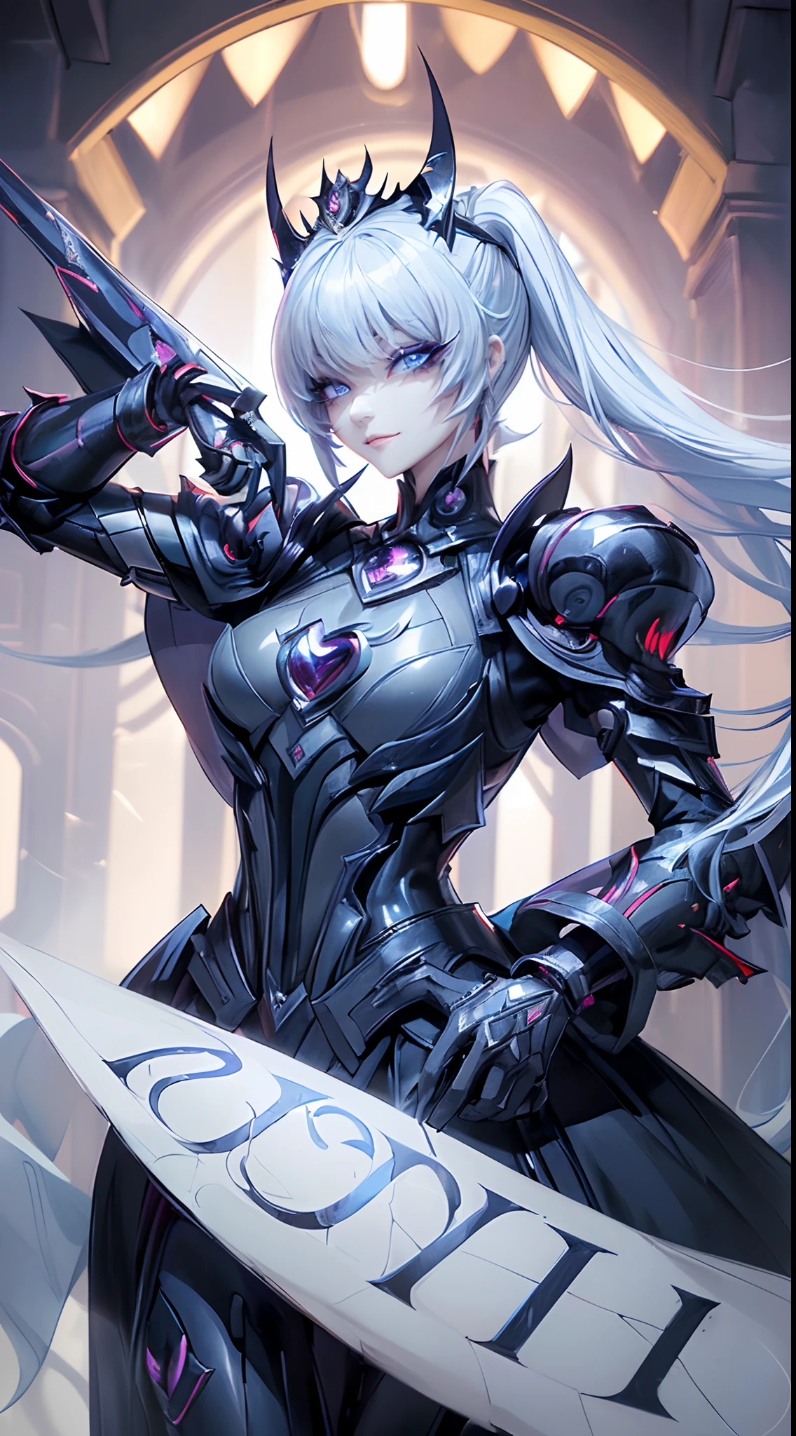 ((4K works))、​masterpiece、(top-quality)、((One Beautiful Villain Girl))、Slim body、tall、((Villain Black Dress Fashion))、(Detailed beautiful eyes)、Shot at White Castle, Where the villain queen lives、((Face similar to Carly Rae Jepsen))、((Long boyish black and white split hair))、((Smaller face))、((Neutral face))、((Bright blue eyes))、((American adult women))、((Adult female 26 years old))、((cool lady))、((Like a celebrity))、((Like the villain queen))、((Smiling expression))、((Korean Makeup))、((Villain Queen Makeup))、((elongated and sharp eyes))、((boyish))、((Villain Queen))、((Photograph her from afar))、((Shot diagonally from the side))、Professional Photos、Villain Queen photo、villain pose、((Shot alone))