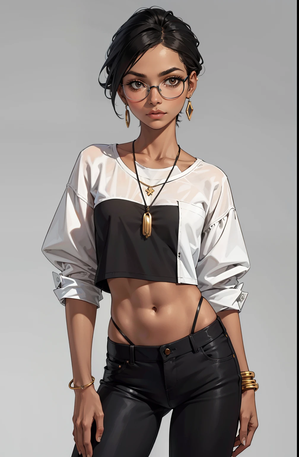 corpo todo, maquiagem, mascara, Lips are soft or colored, fundo preto simples, minimalismo, monotone, paletas de cores simples, limpo, Crisp drawings, silhuetas fluidas, punk , half pants, roupa rasgada, Rocha, Saia, Asymmetric, geometric, roupas de praia, Simple and minimalist accessories, Necklaces and thin rings in silver or gold, Pulseiras simples, Designs diferentes, silhuetas simples, Estilo Diesel, garota punk, minimalismo, materiais de alta qualidade, Fresh and urban printing, alta moda, Moda punk, camisa de banda, cor preta, sexy, eyeglass, moda oversized, roupa larga, aspecto
