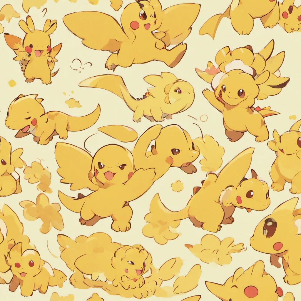 Cute dinosaurs，Wind properties，Three-quarters side，Four ears，little wings，Masterpiece, Best quality，solid color backdrop