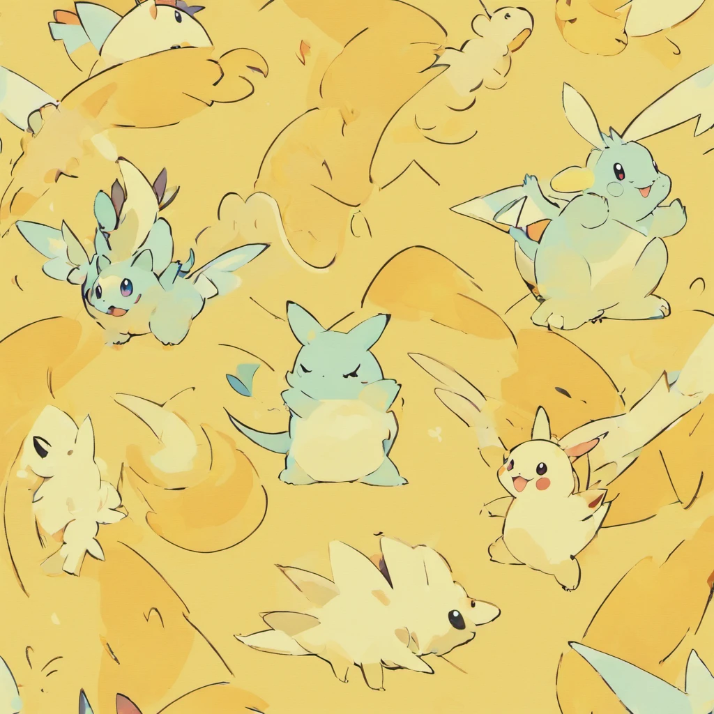 Cute dinosaurs，Wind properties，Three-quarters side，Four ears，little wings，Masterpiece, Best quality，solid color backdrop