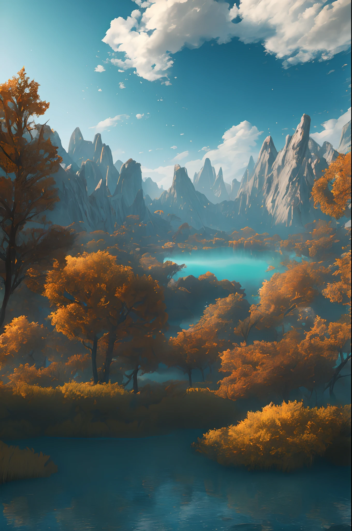 master part, best quality, alta qualidade, extremamente detalhado CG uniforme 8k papel de parede, paisagem florida, lugares secos, como deserto vazio, Querida, cunning, Lago Mono, Pu Tree, Pintura digital 3D, fotografia premiada, Bokeh, profundidade de campo, HDR, florescer, chromatic aberration, fotorrealista, extremamente detalhado, trending on ArtStation, trending in cgsociety, intrincado, High detail, Dramatic, Arte por Midjourney
