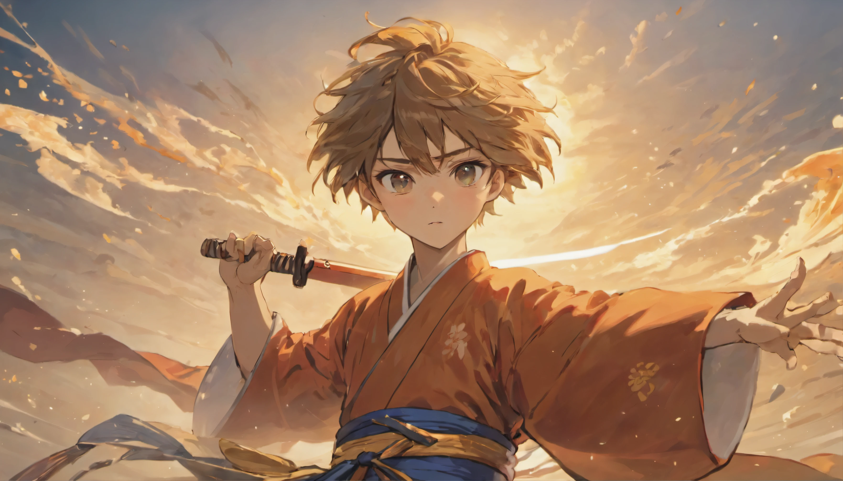 (Best quality,4K,8K,A high resolution,Masterpiece:1.2),Ultra-detailed,(Realistic,Photorealistic,photo-realistic:1.37),Sword practice,Young men,Sword moves、Beautiful detailed eyes,beautiful detailed lips,Extremely detailed face,Focus the gaze,TRADITIONAL CHINESE COSTUMES,flowing robe,hair blown by wind,Fierce expression,swing the sword,graceful movements,Splashing waves,Coastline with sandy beaches,Seagulls fly overhead,Distant mountains,calm and serene atmosphere,Traditional Chinese music plays in the background,Natural sunlight casts warm golden tones,Gentle sea breeze,Traditional Chinese calligraphy brushes,Artistic silhouette in the sunset,Traditional Chinese martial arts training,Determination and perseverance reflected in the boy's eyes.