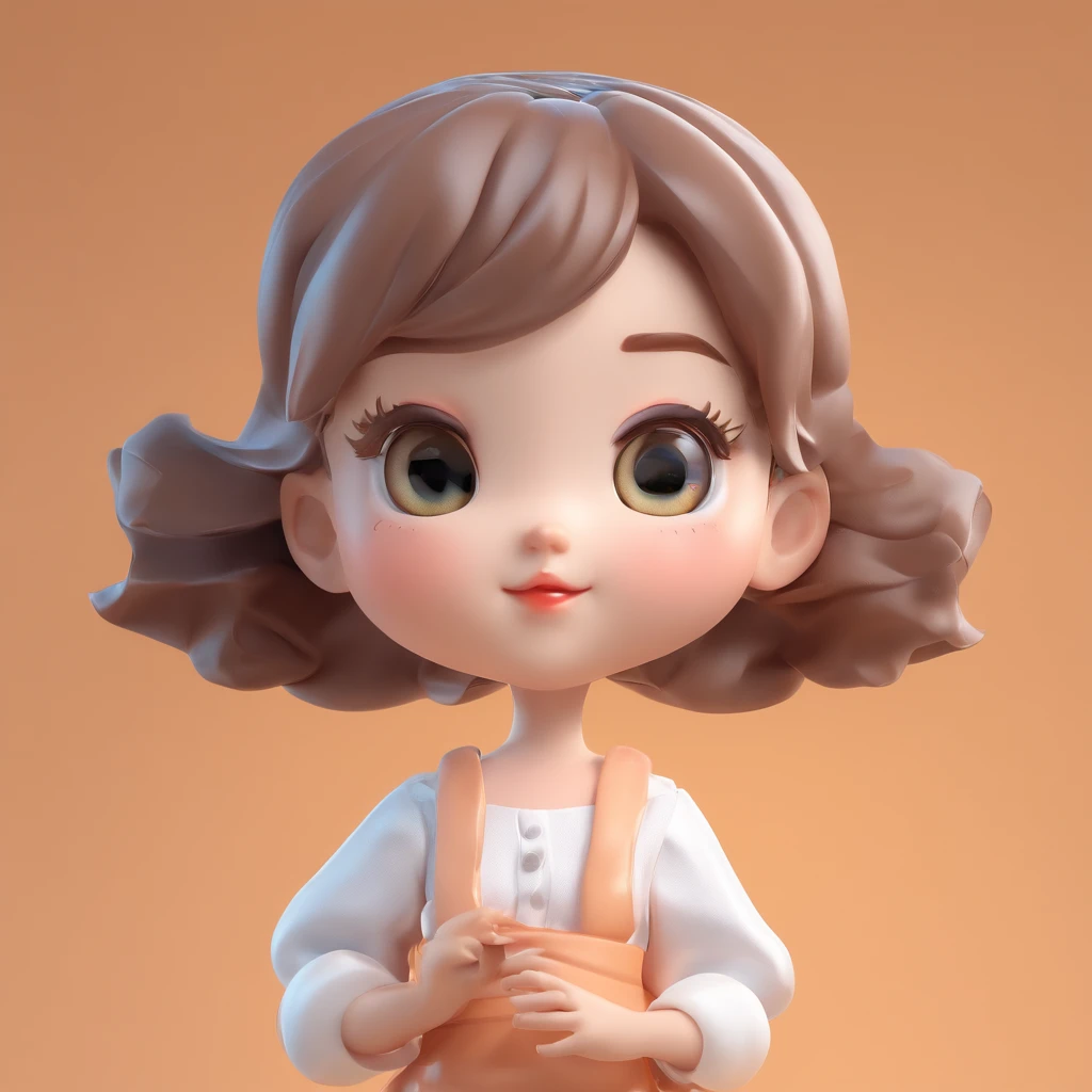 super cute girl IP by pop mart, Bright eyes, cherub,Little white dress, Clay, Models, a blind box toy, Glossy and delicate,Clean background, Good gloss, 3D rendering of,Best quality