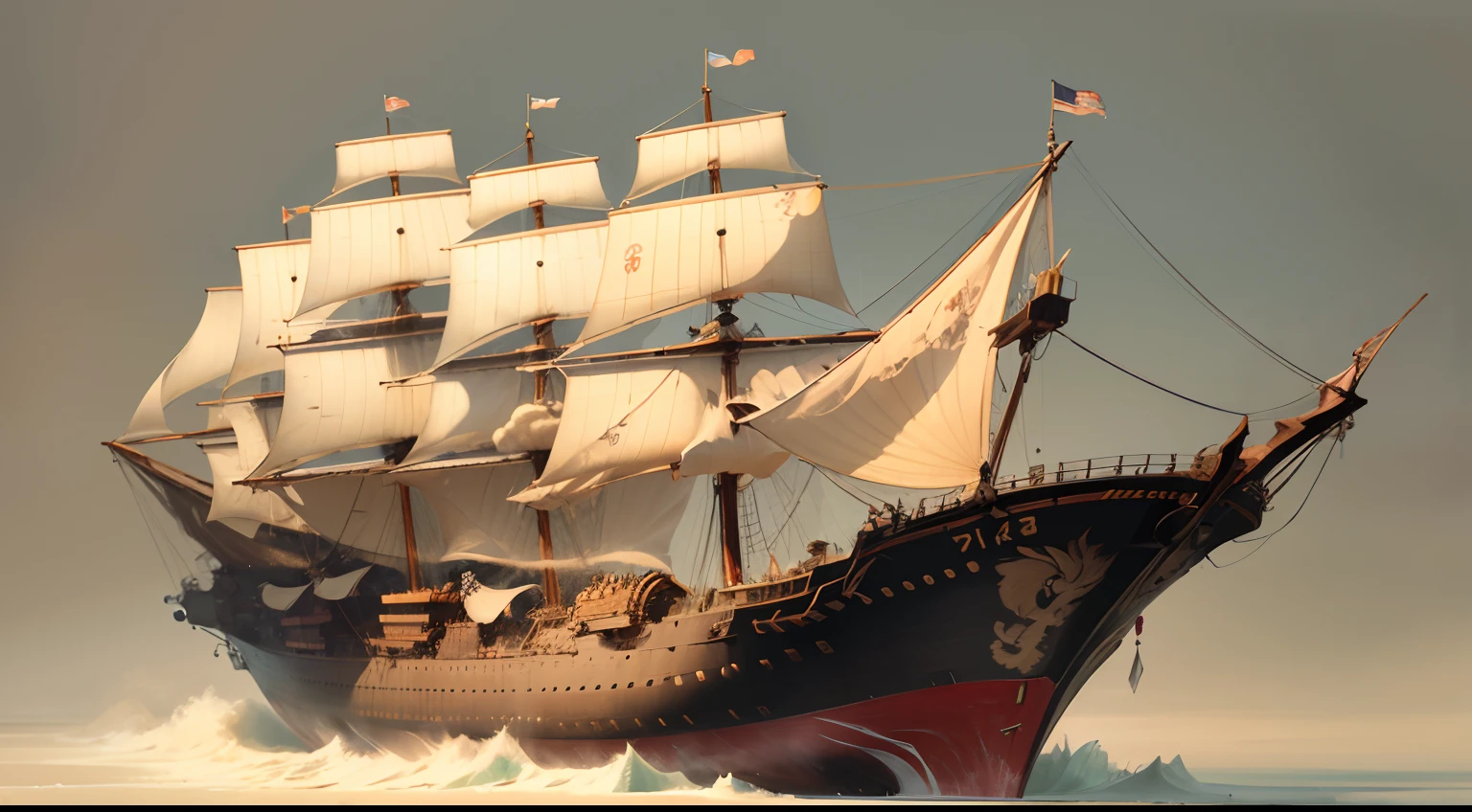 Huge box-shaped wooden ship。There are many kinds of animals on each of 2
