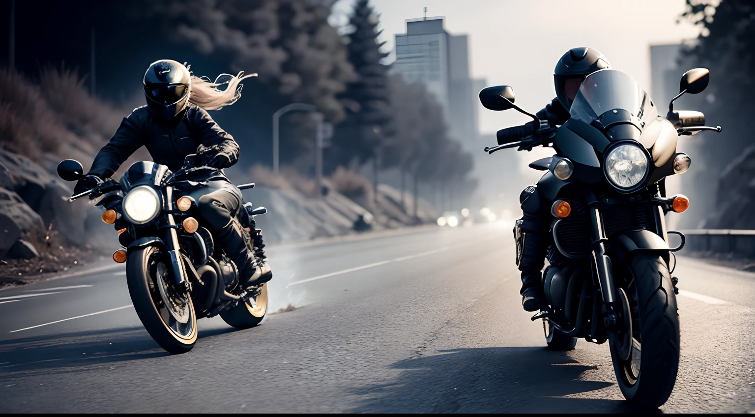 Ninja motorcycle bike cinematic less colour with human