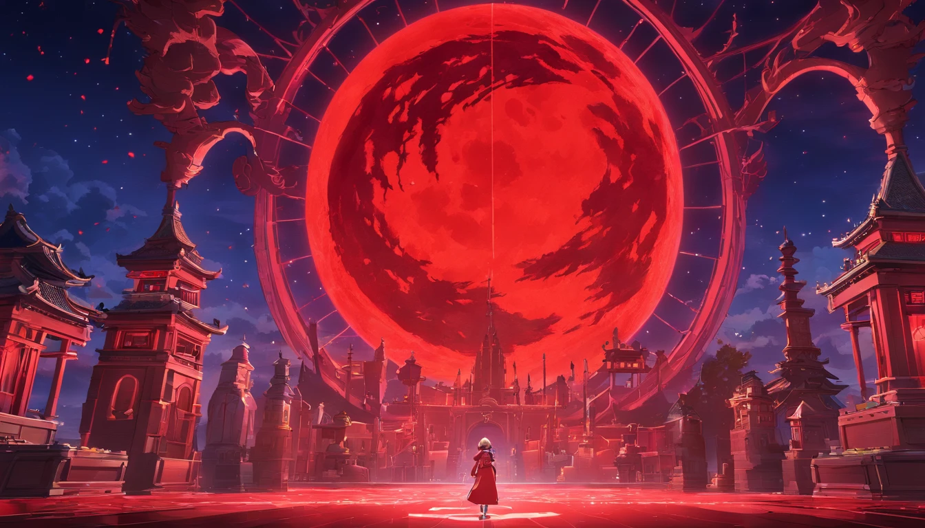 Red Necromancer, blood moon, Ray tracing, Master Parts, Best Quality, ultra-quality, absurd details, Better light, best shade, sharp, Sharp Images, detailliert, ighly detailed, great resolution, 8K, 4K, nffsw, particles effect, beautiful effects, Vivid colors, Neon light, Neon light, optic,