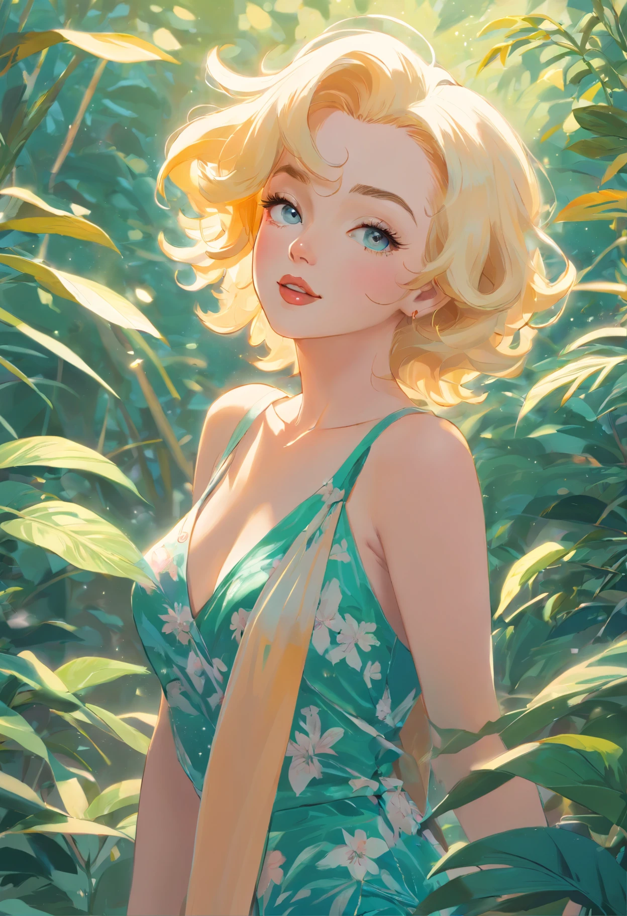 Marylin Monroe, estilo vintage , Hyperdetailed botanical liter, Desenhista de linha, digital illustation, tinta pesada, Maximalist botany, A beautiful and aesthetically pleasing illustrative masterpiece, Post-editing of Topaz AI