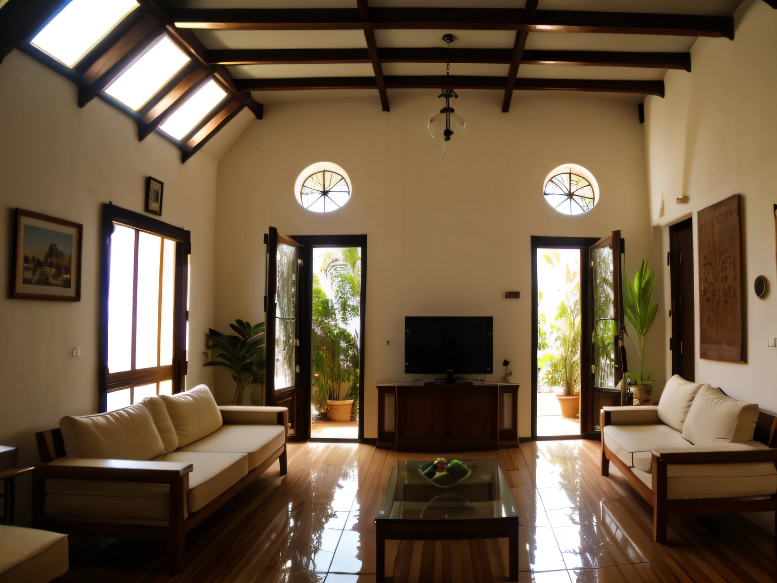 Casa Colonial Moderna de um andar. Amazing morning lighting.