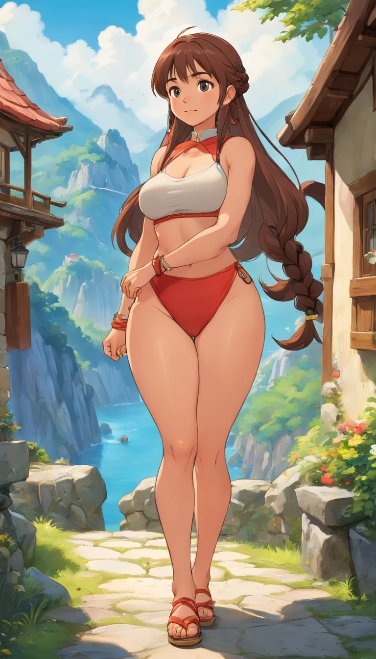 ultra detalhe, high resolution, ultra detalhado, best quality, Amazing, Qualidade Superior, 1Mulher, Posar, Dwarf, Female dwarf, fantasia, plaits, corpulento, tipo de corpo largo, seios grandes, Seios enormes, breasts larger than the head, quadris largos, curto, Pilha curta, mountain dwarf, Pants, janela do peito, cabelos pretos longos, braided hair, 5 feet tall, altura curta, sexy, grosso, musculoso, seios, Peitos grandes, peitos grandes, peitos enormes, peitos maiores, Corpo robusto, corpo largo, buxom, agachamento, corpo largo