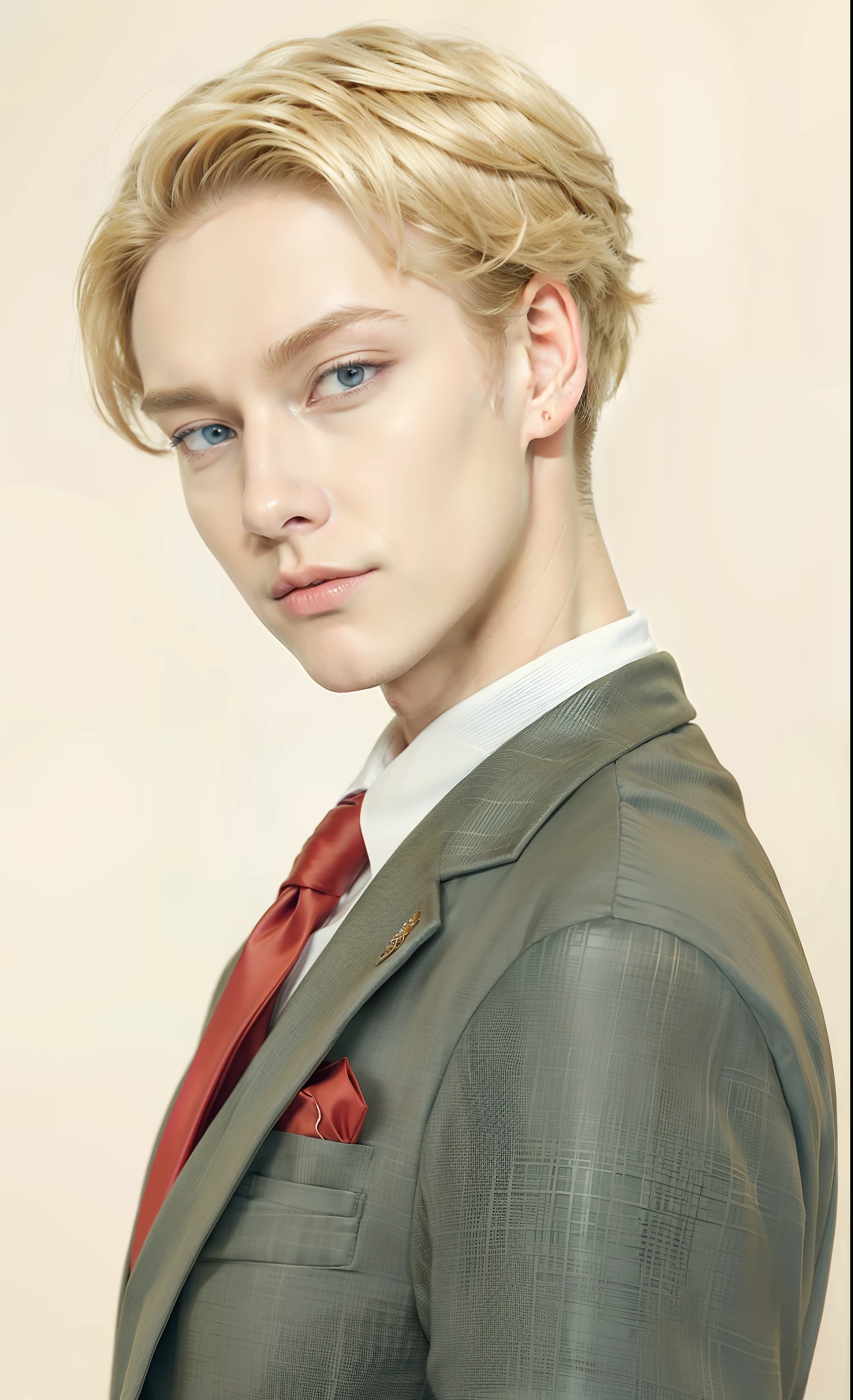 1boy with blonde hair and a red tie, loid forger, tall guy with blue eyes, handsome man, High quality image, masterpiece, detailed hair texture, detailed skin texture, detailed cloth texture, 8k, add fabric details, ultra detailed skin texture, ultra detailed photo, skin pores, cloth details, high skin details, realistic hair details