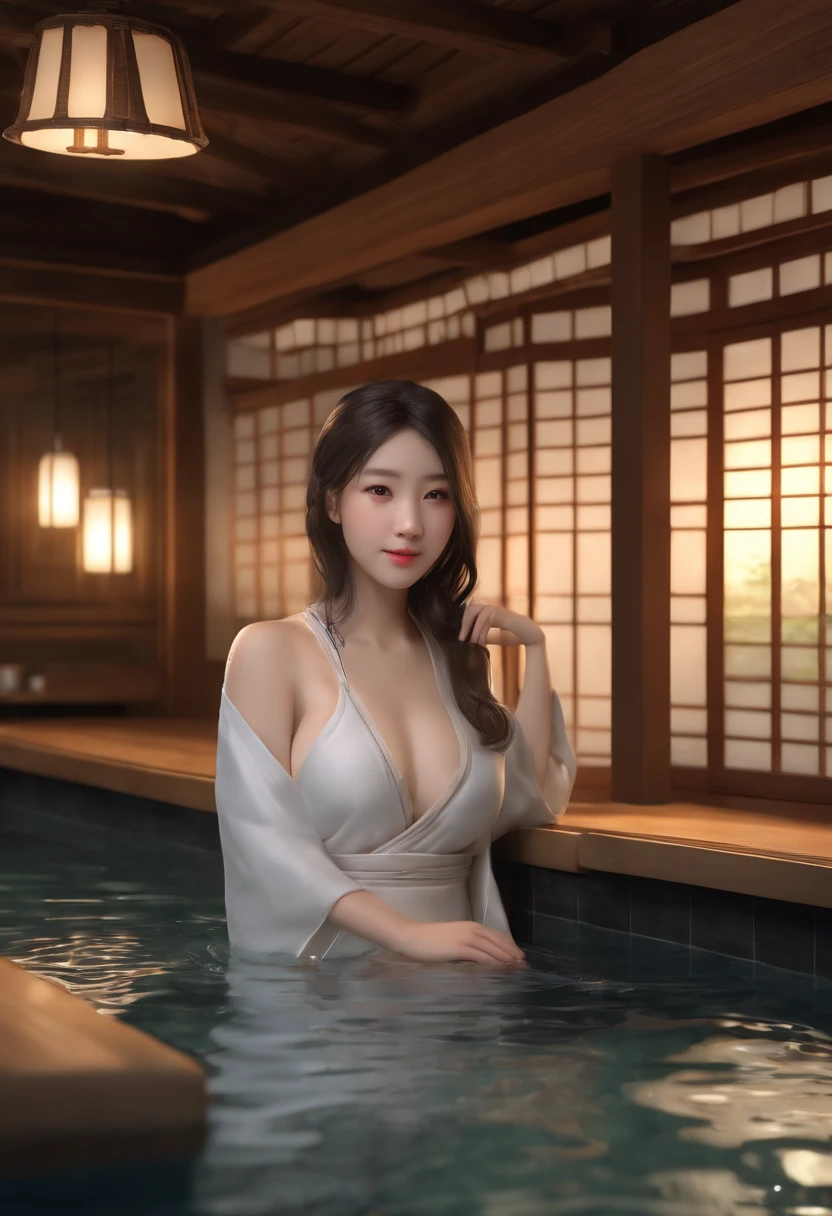 (best quality,4k,highres,masterpiece:1.2),ultra-detailed,(realistic:1.37), -yeld giwith a perfect figure, don't wear anything, standing in an Onsen. The girl has a slender body, with beautiful and delicate shoulders visible. She has small, perfectly shaped breasts. The viewer can see her perfect and detailed sexual organ. The artwork should capture the realistic representation of the girl's body and the serene atmosphere of the Onsen. The lighting should be soft and highlight the girl's natural beauty. The overall color tone should be warm and inviting, enhancing the relaxing atmosphere of the Onsen,W-Sitting.