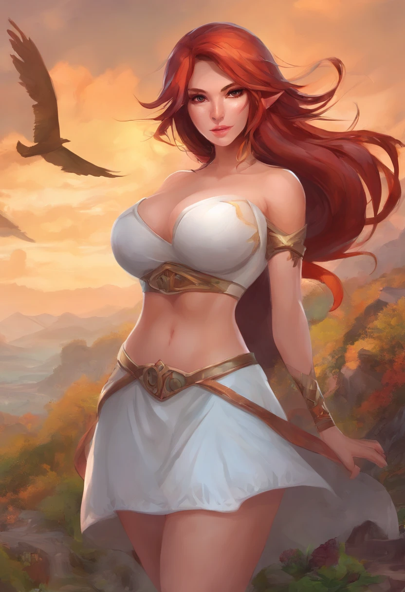 (((gigantic breasts))), perfect body, beautiful face, sexy white tank top, revealing clothes, gigantic breasts, denim microskirt, very wide hips, extremely disproportional gigantic breasts, thin waist, slim legs, plump lips, Red hair, slim, unrealistically gigantic breasts, thin body, very slim waist, flat stomach, enormous breasts, extremely oversized breasts, ((huge breasts:1)), ((large breasts:1)), (gaint breasts:1)), big breasts:1, (ridiculously enormous breasts), (enormous breast), (absurdly huge breasts:2), gigantomachia, macromastia