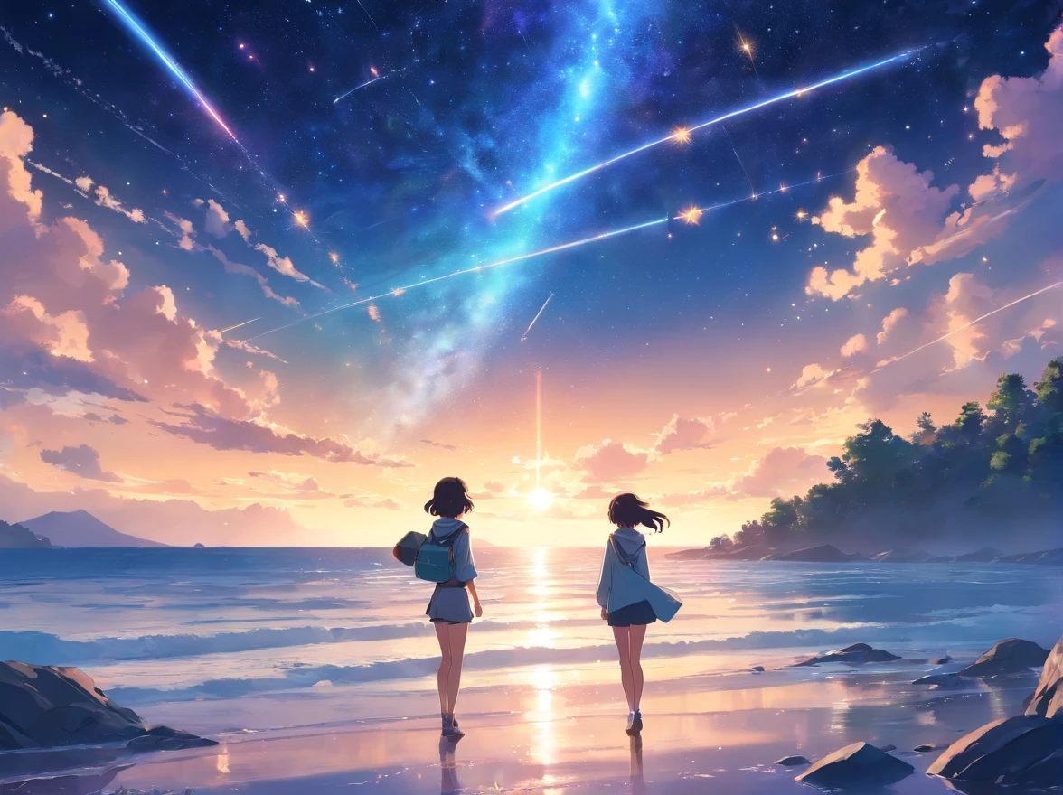 The entire galactic starry sky,Magnificent,Twinkling starlight,Boundless,Fantastic sights。