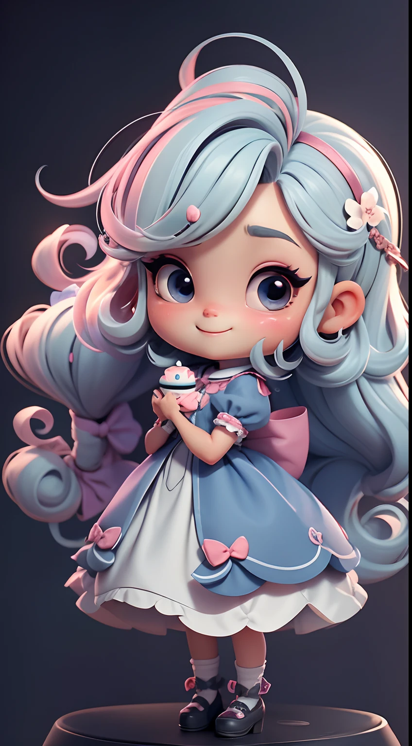 Loli Alice Wonderland, roupa colorida, menina meiga, olhos delicados, cabelo e roupa multicolorido, sorriso delicado, fundo simples e branco