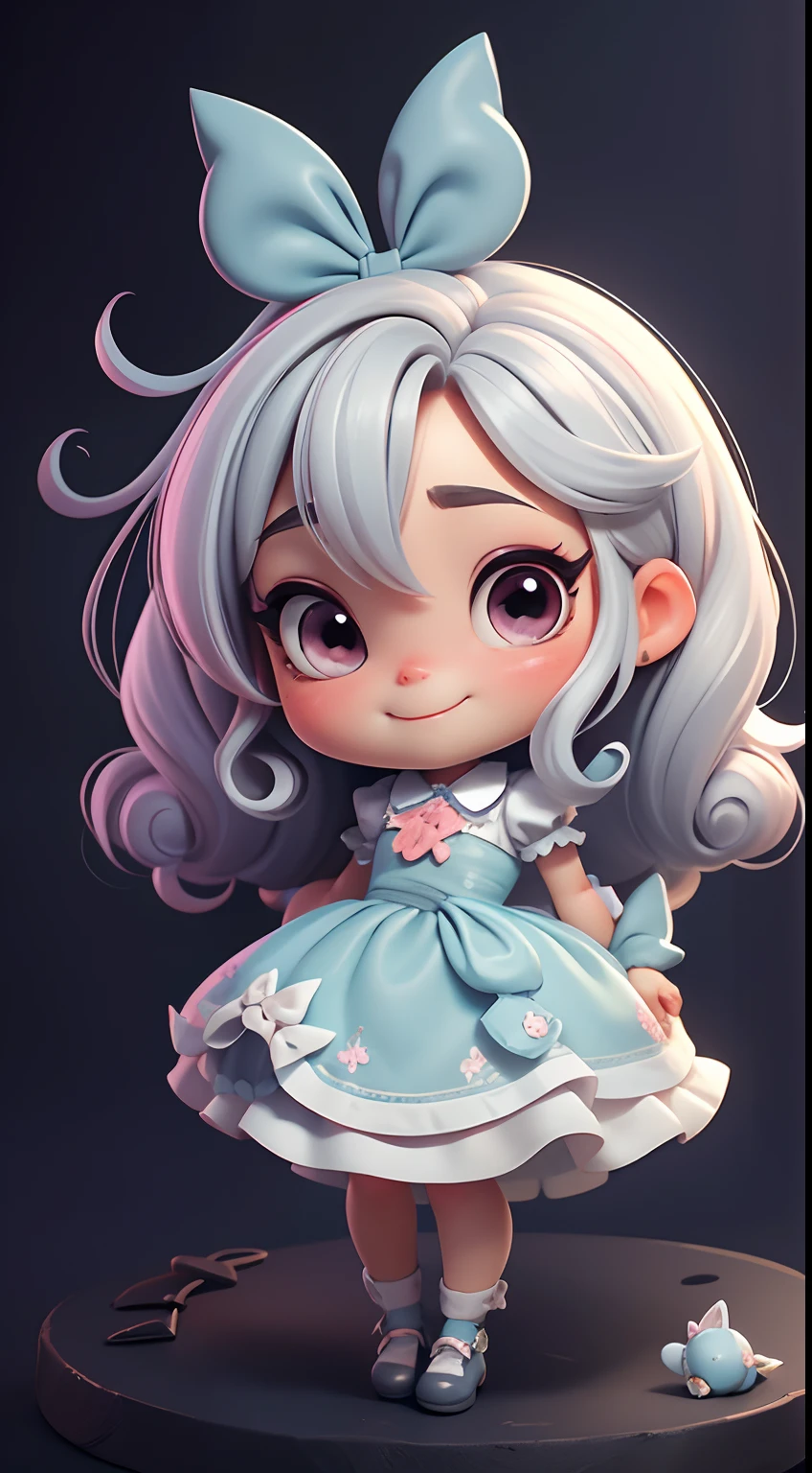 Create an 8K version of the character Alice.
Boneca Chibi Alice: Deve ficar charmoso e bonito, Keep the iconic elements of the original character. Alice Chibi must have a round face with large dimensions, olhos claros, long eyelashes and rosy cheeks. Seu cabelo deve ser curto e tons claros de cor castanho claro ou claro.
Vestido bonito: Vestir Alice chibi em um Vestido bonito e elegante em tons de vermelho ou branco. O vestido pode ter babados, renda & detalhes, A reference to the theme of Wonderland. Add loops or ribbons, Para dar um toque de delicadeza.
avental & Arco: Adicione um avental branco sobre o vestido de Alice Chibi, It is tied at the waist with a thin bow. O avental pode ter pequenos detalhes, como bolsos ou bordados finos.
Meias e sapatos bonitos: Complete o look chibi de Alice com meias listradas azuis e brancas ou detalhes divertidos. standingn, Coloque sapatos de boneca bonitos, com gravatas ou fivelas.
Magic Accessories: Add charming accessories to Alice's chibi, like a bow in the hair or a tiara with Wonderland details. You can also get your hands on beautiful themed accessories.
Certifique-se de adicionar sombras, texturas e detalhes nos cabelos, Alice Chibi's clothes and accessories, to make it even more charming and charming. Give him a smiling expression and a sweet smile on his face, Capturing the essence of the character in a subtle and charming way.