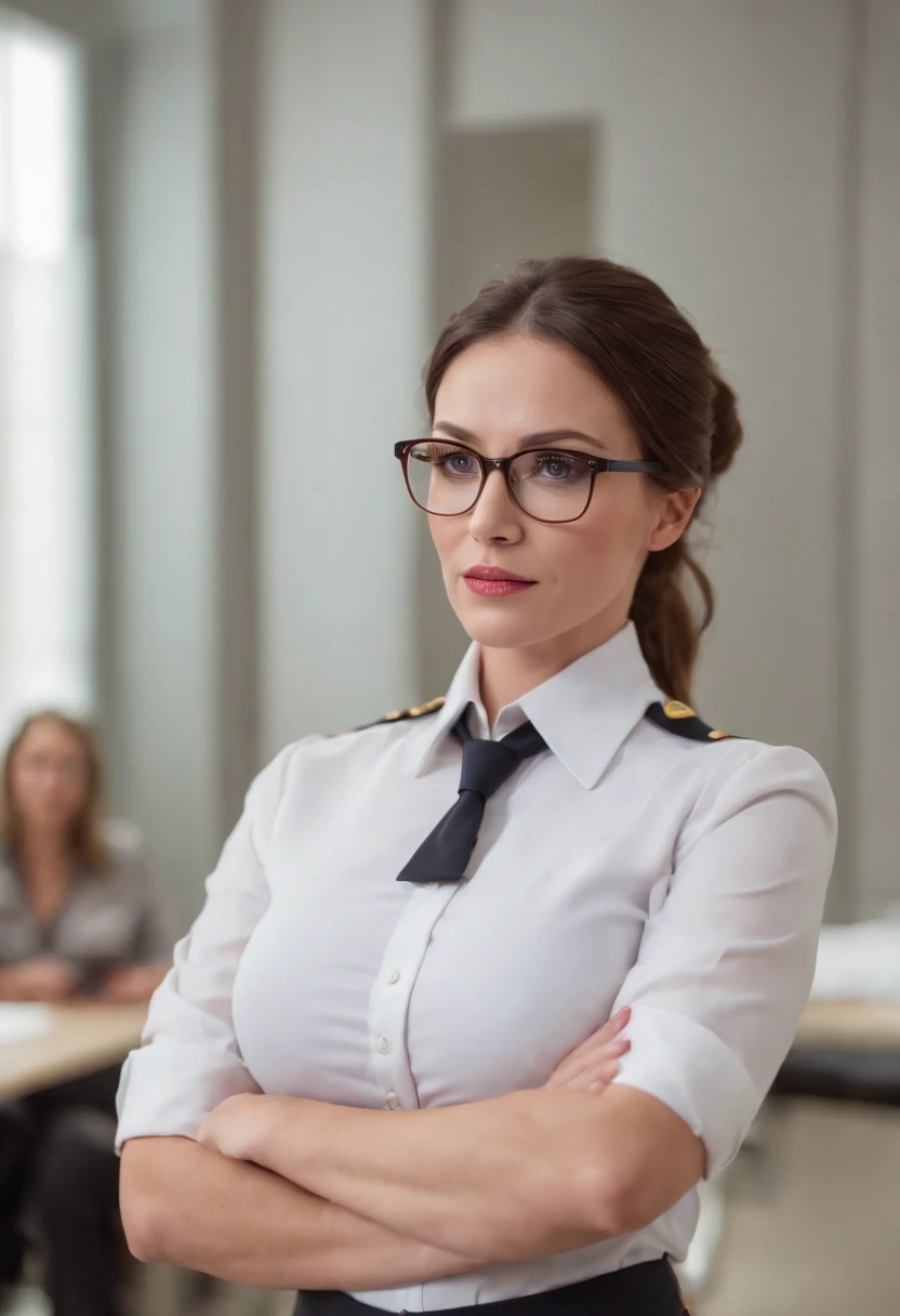milf,teacher,high heel,ponytail,glasses,wear uniform,gigantic boobs