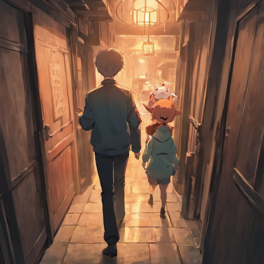 A man holds a Tang knife in his hand and leads a pig,Walk in the door