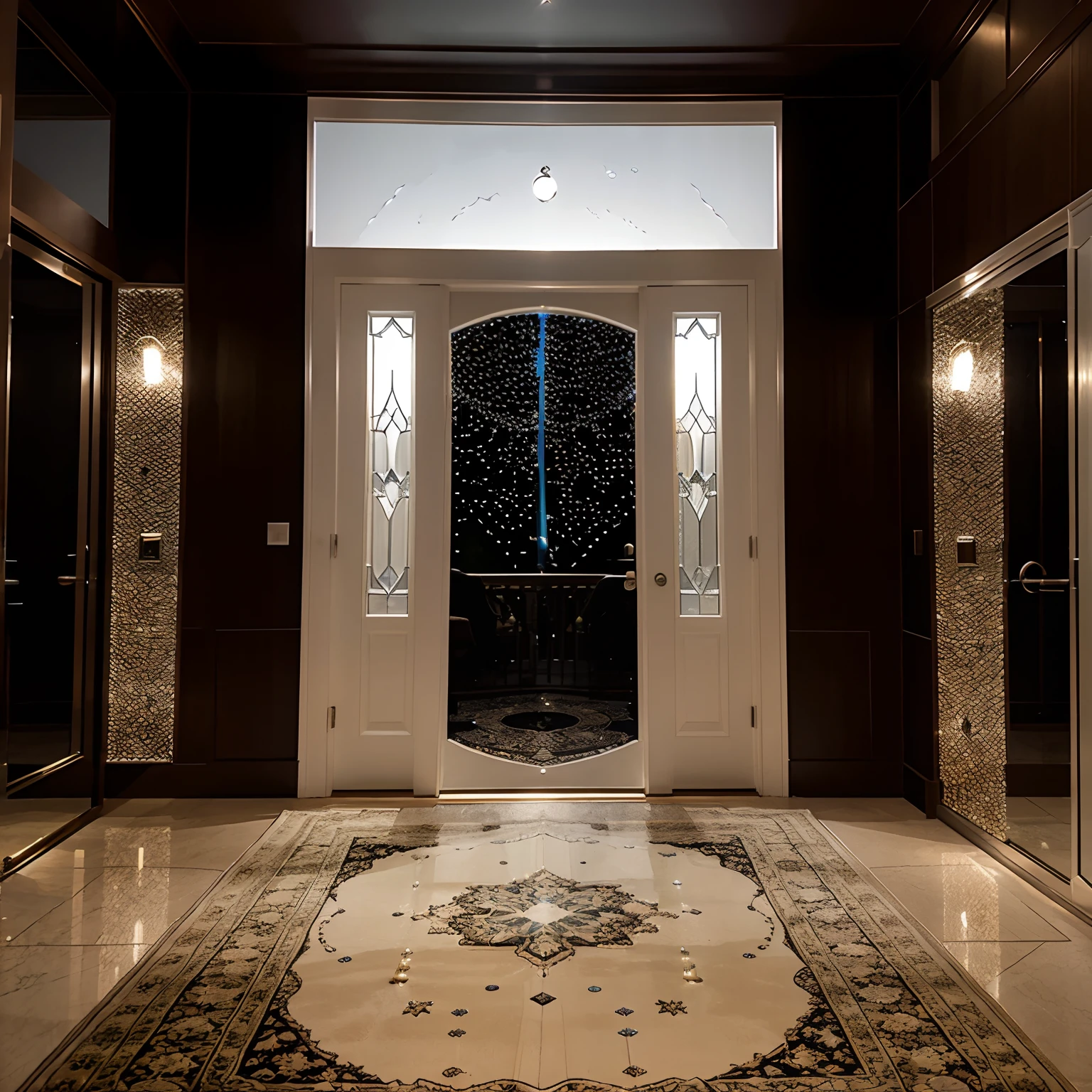 entranceway Star Carpet pearls Glass Door Moon Lights full-length mirror