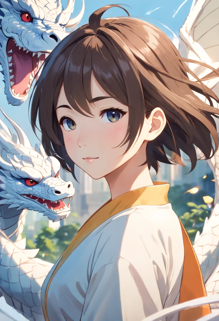 (best quality:1.2, highres, ultra-detailed, realistic:1.37), white background, Chinese dragon, Oriental elements, reasonable design, clear lines, (art: anime)