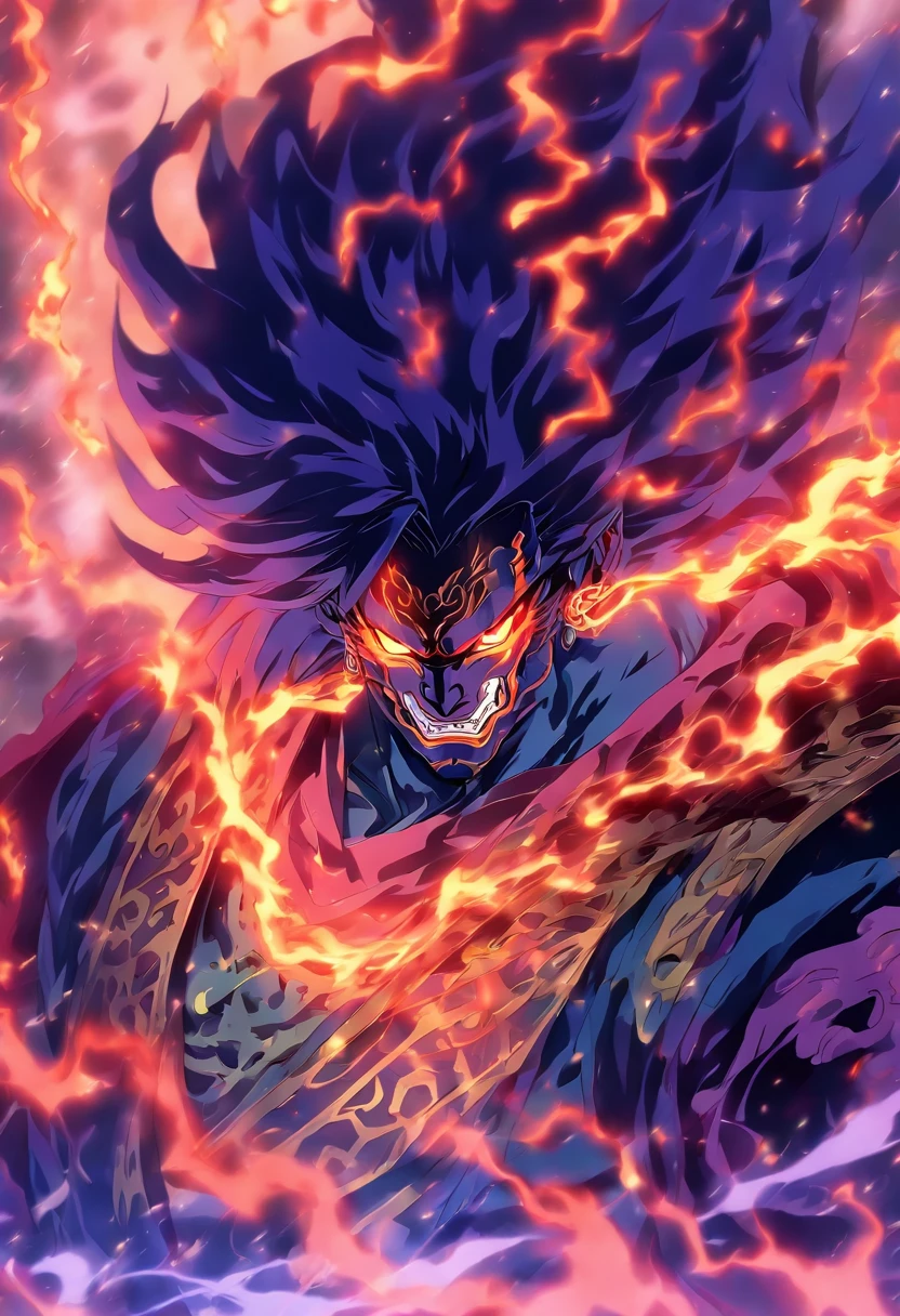 (((Susanoo))), storm, man, middle ages, feudal Japan, serious expression, Shui Mo Hua, Chinese painting style, Thangka style, masterpiece, weak sunlight, depth of field, best quality
