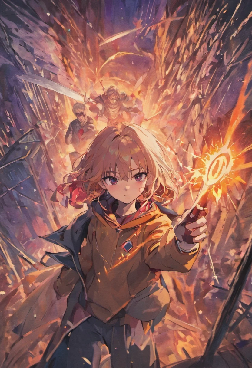 Melhor qualidade, 8k, poster, capa de light novel, manga, 1 garota, vampire slayer.