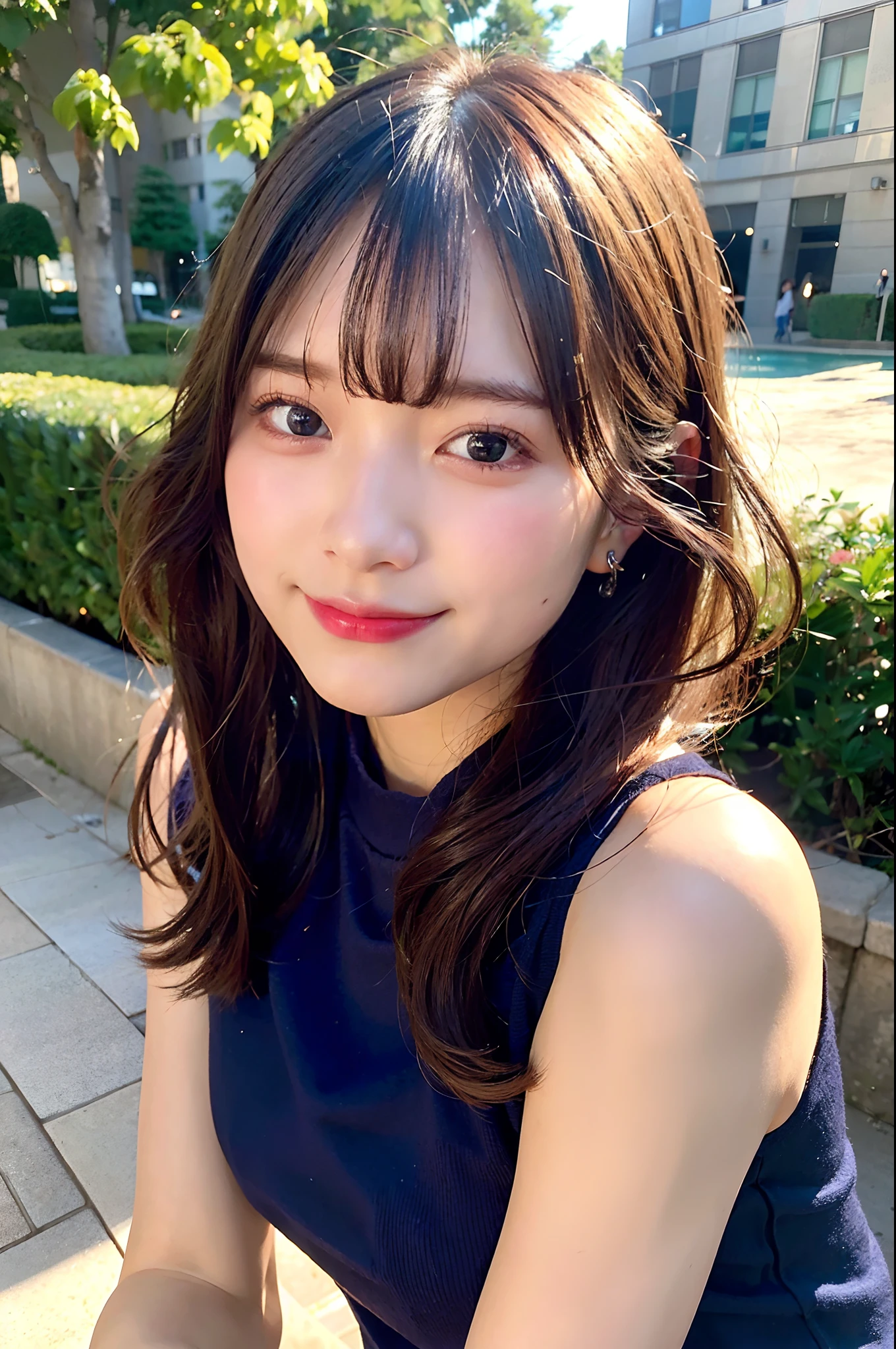 (top-quality、8K、32K、masuter piece、nffsw:1.2)、profile、(slim figure:1.2)、(s lips) 、age19、(Bery short hair:1.3)、polo shirts、kawaii pose、二重まぶた、shinny skin、Realistic rays、mare、beauitful face、(A smile:1.3)、crouching down、(From above:1.2)、(a closeup:1.4)、blurry backround、(Front Focus)、(Dark: 1.6)、Fantasy Art、photoRealstic、Professional Lighting、extra detailed face、Award-winning、deep-shadows