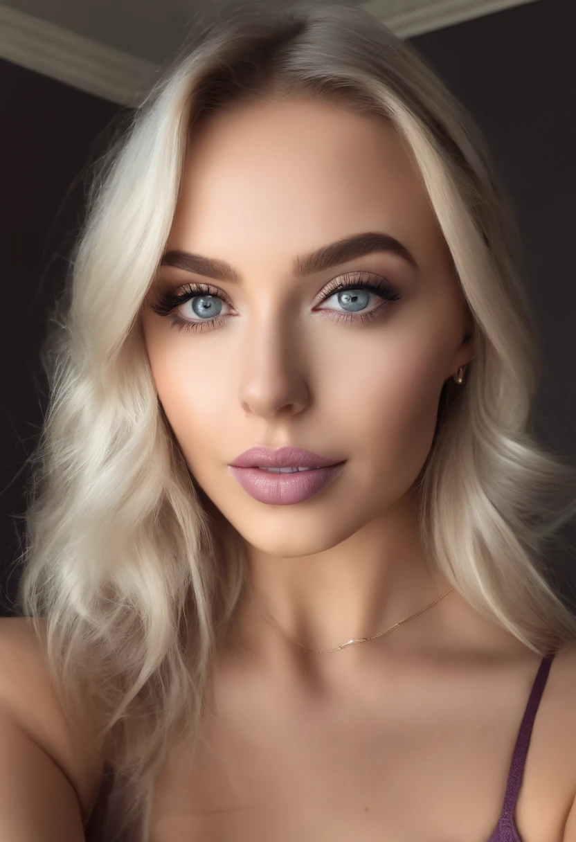 Woman with matching tank top and panties, Sexy girl with blue eyes, portrait sophie mudd, portrait corinna kopf, blonde hair and large eyes, Selfie einer jungen Frau, Augen im club Violet Myers, ohne Make-up, Natural makeup, Blick direkt in die Kamera, Gesicht mit Artgram, dezentes Make-up, Stunning full body shot, im Schlafzimmer, Spaltung