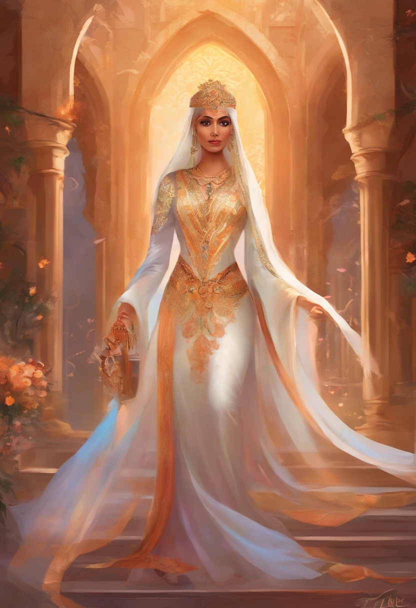 A female wearing a hijab and jumpsuit stands elegantly in a vibrant garden. Her beautiful eyes sparkle with life and are accentuated by thick lashes. Her hair cascades in intricate waves, framing her face and adding to her allure. She possesses a pair of thick lips, adding a touch of sensuality to her appearance. Her circular chest and visible cleavage highlight her femininity, while her curved booty complements her thin waist, creating an enchanting silhouette. The artwork is a 3D render, executed with the utmost precision and attention to detail. Every aspect of the image is stunningly realistic, with exquisite lighting that accentuates the subject's features. The colors are vibrant and lively, adding depth and dimension to the scene. This artwork is a true masterpiece, capturing the beauty and grace of the female subject in a photorealistic manner. The piece belongs to the portraits genre, celebrating the diversity and elegance of women adorned with hijabs.