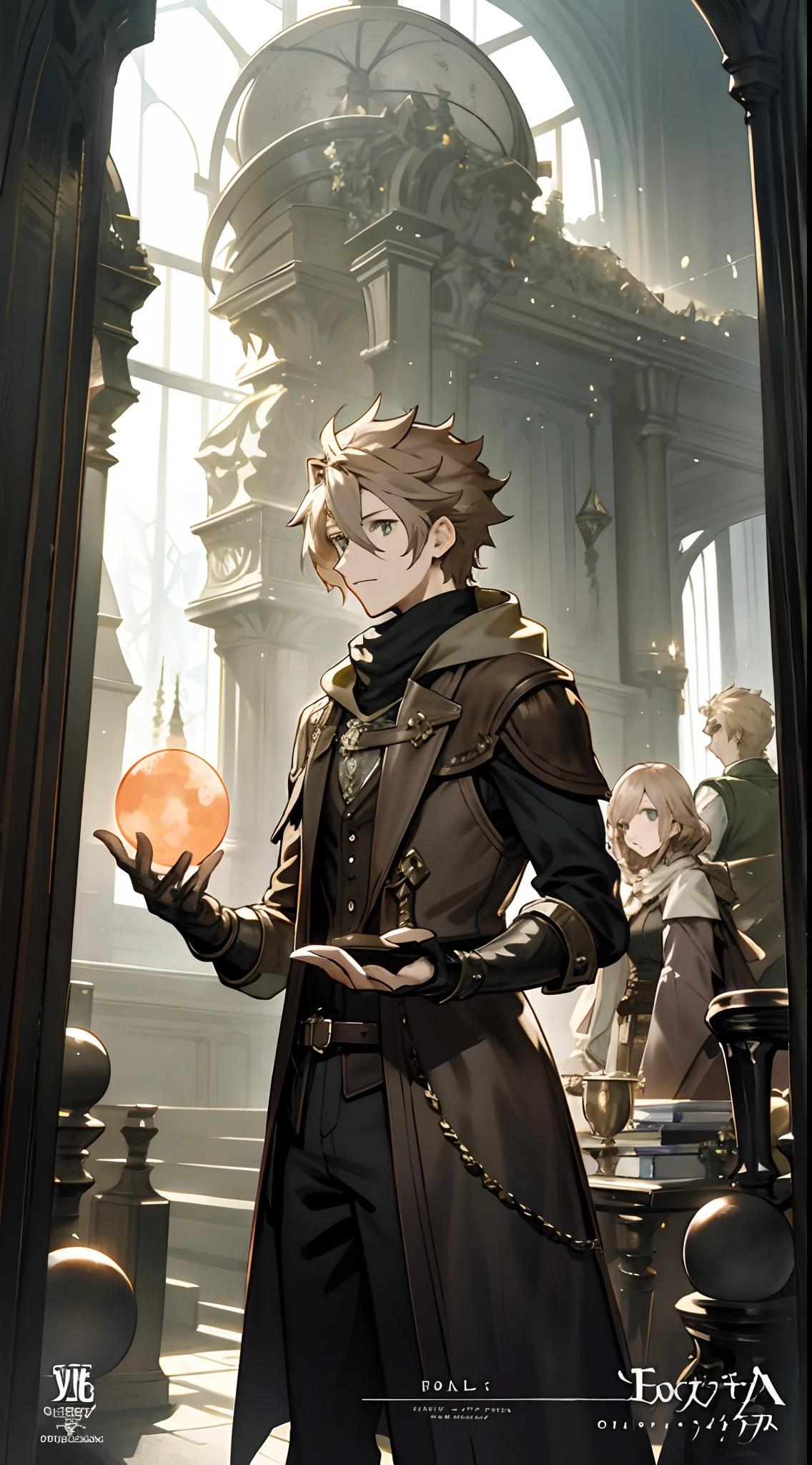 a couple of anime characters standing next to each other, octopath traveler, romance book cover, boris valejo. octopath traveler, octopath traveller style, hands holding big glowing orbs, artbook artwork, full art illustration, official art, official artwork hdr, promotional art, character album cover, light novel cover art, official artwork, romance novel cover