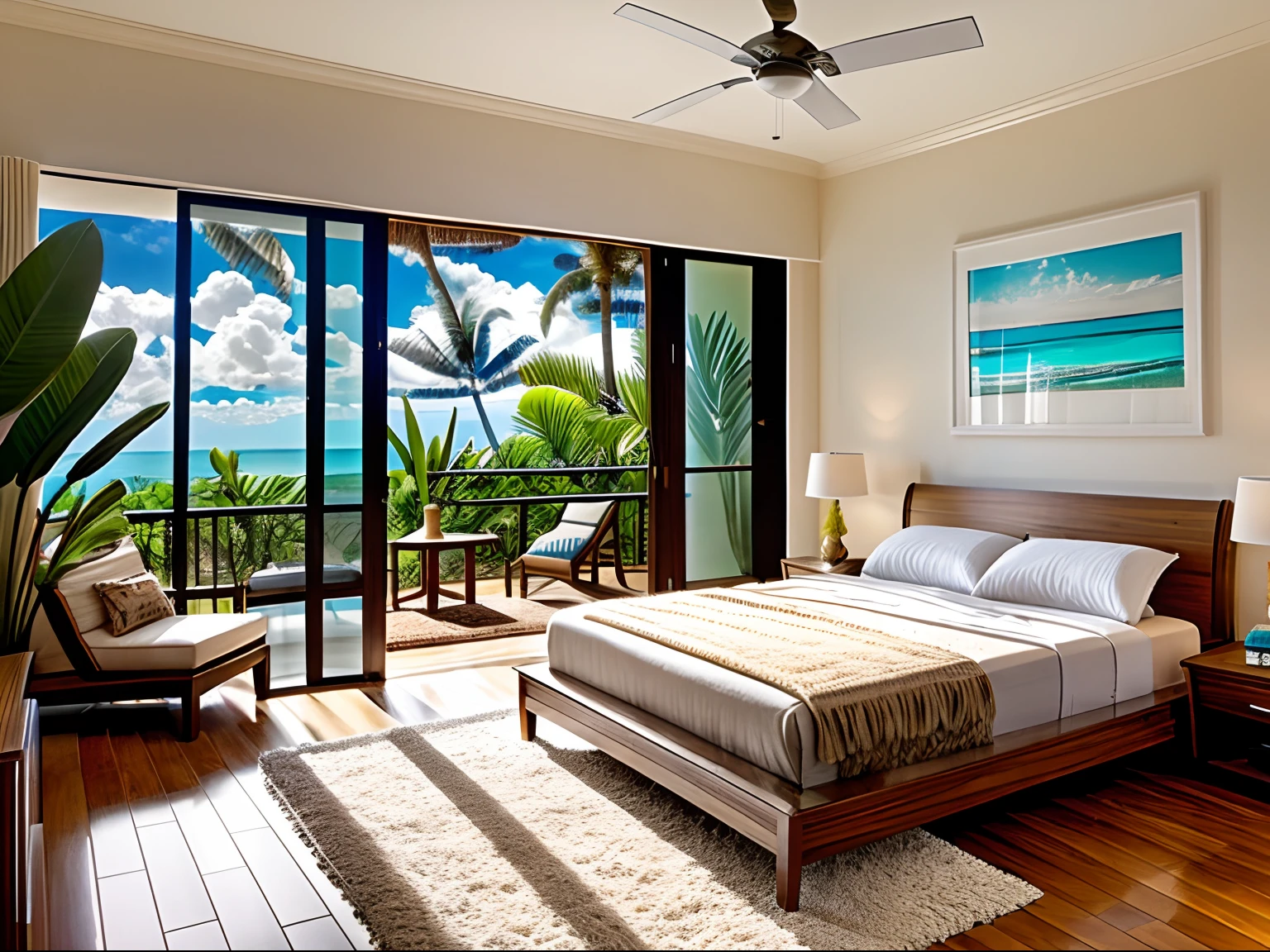 Interior, bedroom, Tropical Style, Sunlight, Clouds