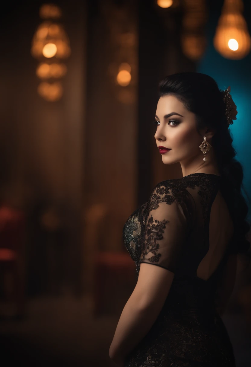 best quality, master part, oi-nada, uma , Cheongsam, Chapelaria, colar, jewelries, beautiful face, sobre_corpo, Efeito Tyndall, fotorrealista, Dark Studio, Rim lighting, Two-tone lighting, (High Definition Skin: 1.2), 8k UHD, DSLR, soft lighting, alta qualidade, Volumetric lighting, candid, fotografia, high resolution, 4k, 8k, Bokeh, Amy Lee from Evanescence Band Naked In Bring me to Life Videoclip