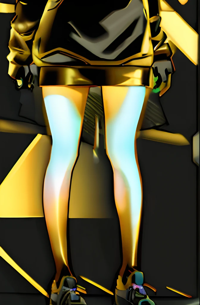 Change the color of clothes to black、The outline is golden.、
