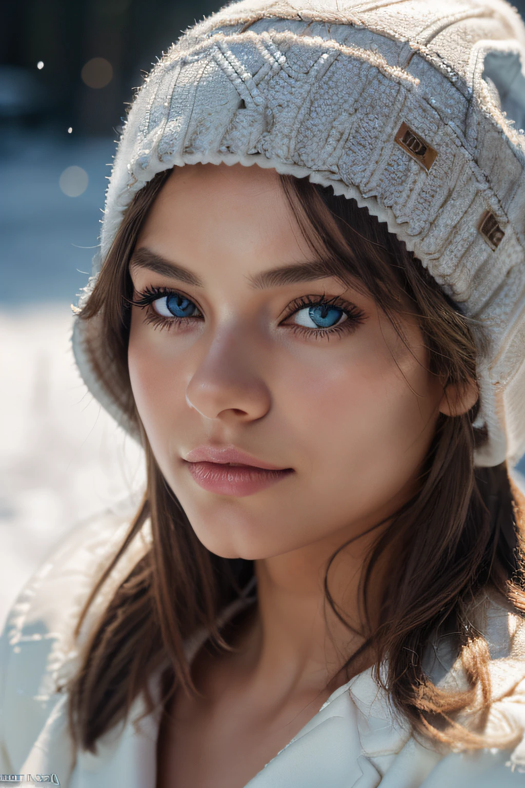 (((Jesika Radoslav))), ((blonde)),(full-body portrait: 1.4), 21-year-old, (blue-eyed woman), standing in the winter mountains, RAW uhd portrait photo, natural medium breast, (winter hat), (crack), detailed (texture!, hair!, shine, color!!, flaws: 1.1), highly detailed glowing eyes, (looking at camera), specular light, dslr, extreme quality, sharp focus, sharp, dof, Film grain, (centered), Fujifilm XT3, crystal clear, center of frame, cute face, sharp focus, (bright sunshine), low key, day, (daylight) detailed skin pores, oil Dark skin, brown, complex eye details, zoom out