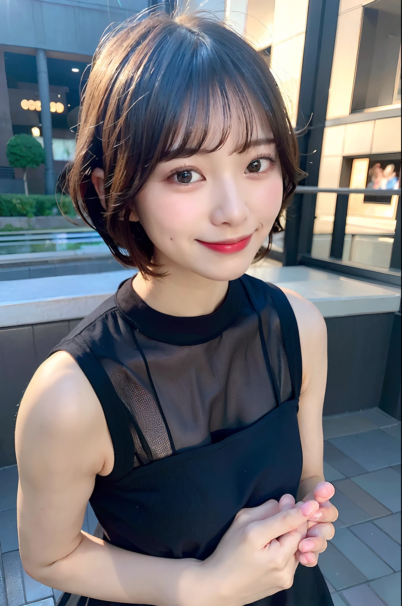 (top-quality、8K、32K、masuter piece、nffsw:1.2)、profile、(slim figure:1.2)、(s lips) 、age19、(Short bob hair:1.3)、I have a cat、二重まぶた、shinny skin、Realistic rays、mare、beauitful face、(A smile:1.3)、crouching down、(From above:1.2)、(a closeup:1.4)、blurry backround、(Front Focus)、(Dark: 1.6)、Fantasy Art、photoRealstic、Professional Lighting、extra detailed face、Award-winning、deep-shadows