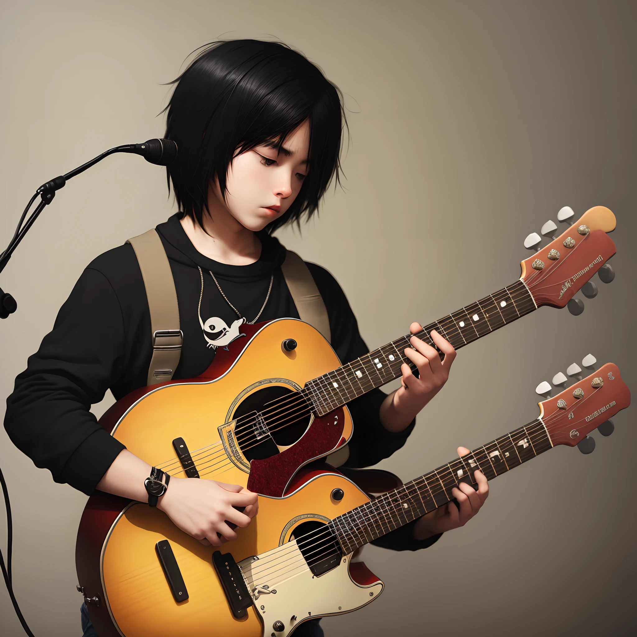 Emo bird playing guitar