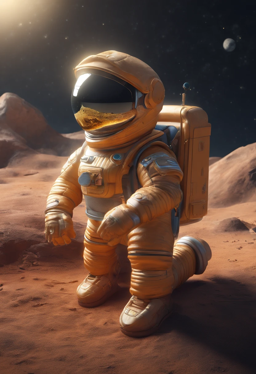 lion drink cofee on the moon