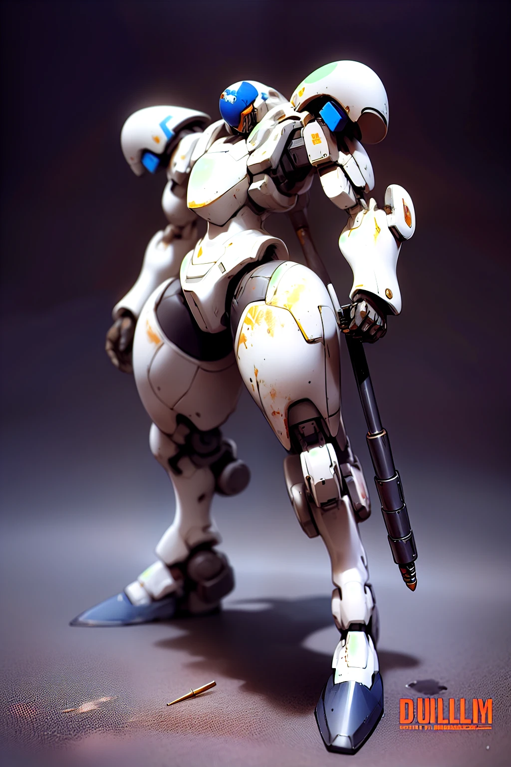 (masterpiece), best quality, 1robot, PD-802, There are various scratches on the armor, including deep and shallow scratches from being hit by bullets in battle.The metal is dirty with soot and smoke and shines dullly.It is a desolate wasteland, and the smoke from the battle is smoldering in places around it,