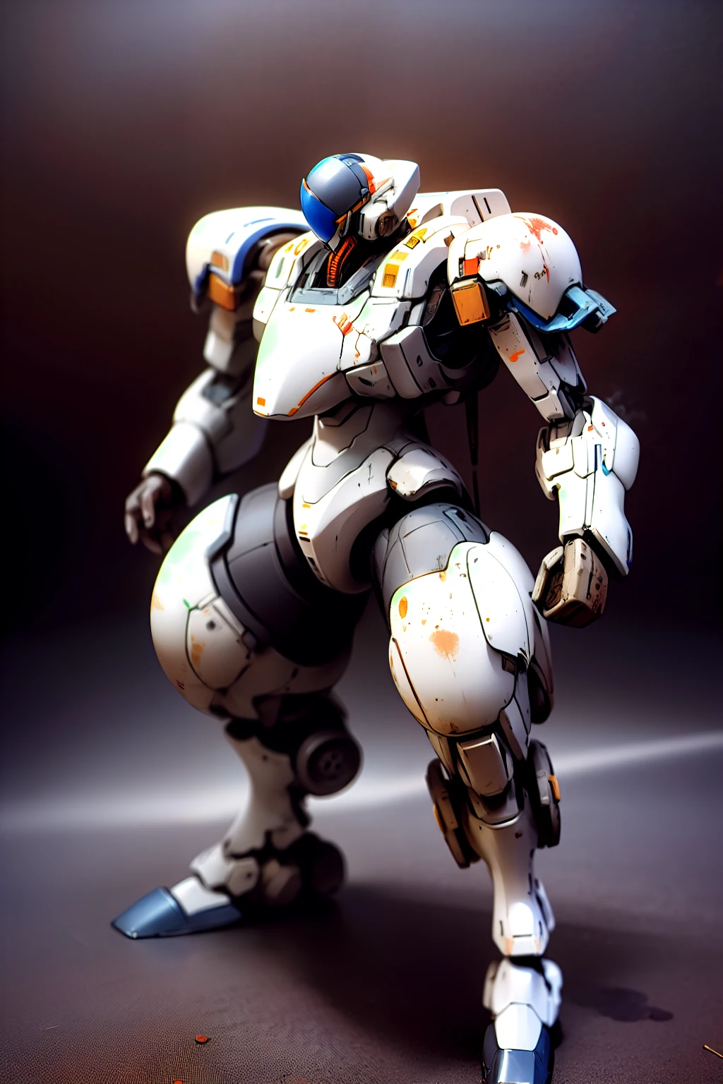 (masterpiece), best quality, 1robot, PD-802, There are various scratches on the armor, including deep and shallow scratches from being hit by bullets in battle.The metal is dirty with soot and smoke and shines dullly.It is a desolate wasteland, and the smoke from the battle is smoldering in places around it,